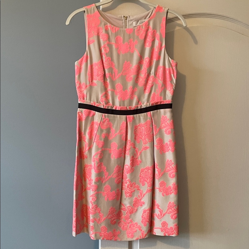 LOFT Pink and Cream Floral Mini Dress
